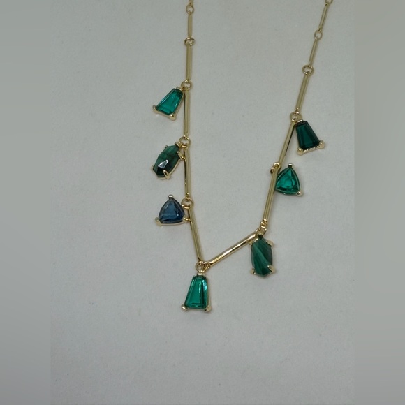 NEW Kendra Scott BLAIR Gold Jewel Strand Necklace Emerald Mix Green Dust Bag - Picture 5 of 7